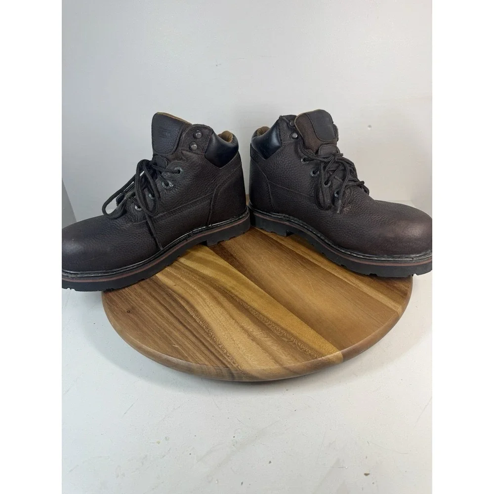Schmidt Waterproof Brown Leather Safety Toe Work Boots Mens 10.5 W